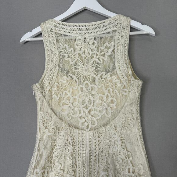 Sue Wong Nocturn Dress Womens 4 Cream Lace Sheath Bridal Cocktail Embroidered - Picture 7 of 14